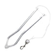 Silver metal lincoln humane twitch with white cord and matching silver clasp to control difficult horses humanely