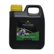 Black plastic jug with yellow lid and green lincoln molasses label for pure cane molasses horse supplements
