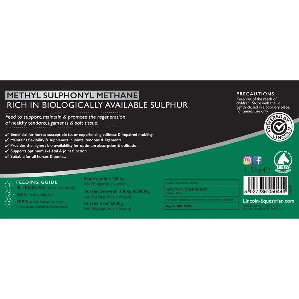 Lincoln MSM 1.5kg Pouch Equine Joint Supplements