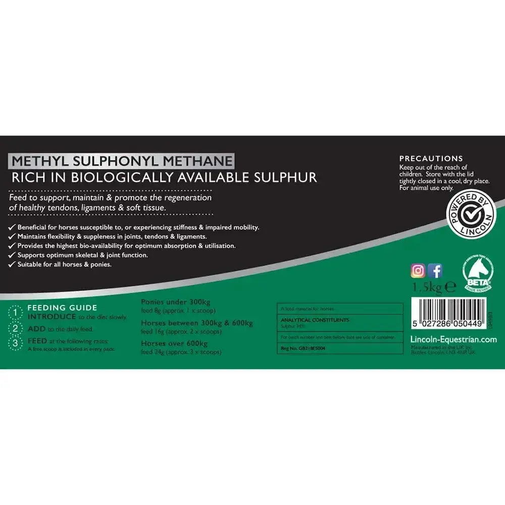 Lincoln MSM 1.5kg Pouch Equine Joint Supplements