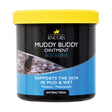 Lincoln muddy buddy ointment in a black jar with bright yellow lid featuring sulphur for antibacterial waterproof barrier