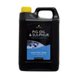 Black plastic jug with yellow cap labeled lincoln pig oil & sulphur traditional skin barrier cream for protection
