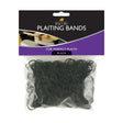 Black plastic lincoln plaiting bands in a clear package with a purple and black header for secure plaiting