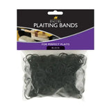 Black plastic lincoln plaiting bands in a clear bag with purple and black header for lincoln plaiting use
