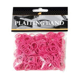 A package of bright pink plastic lincoln plaiting bands perfect for plaiting and styling hair