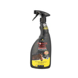 Black plastic spray bottle with black trigger labeled jincoin power repel featuring yellow accents for lincoln power repel fly repellent