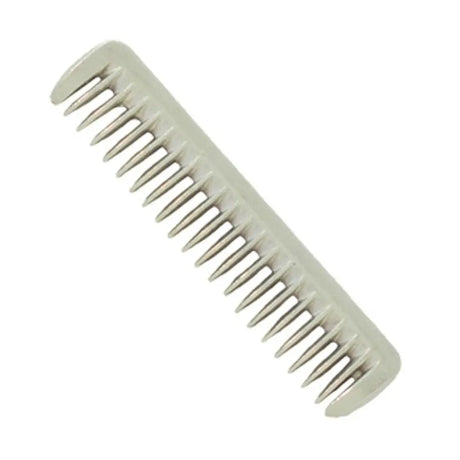 A sleek light gray durable lincoln pulling comb made of plastic with evenly spaced teeth for mane and tail grooming