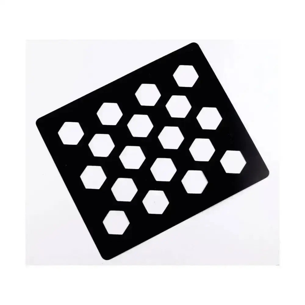 Black lincoln quarter markers stencil with hexagonal cutouts for horse grooming and ring finish precision