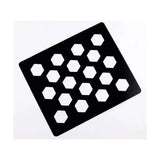 Black lincoln quarter markers stencil with hexagonal cutouts for horse grooming and ring finish precision