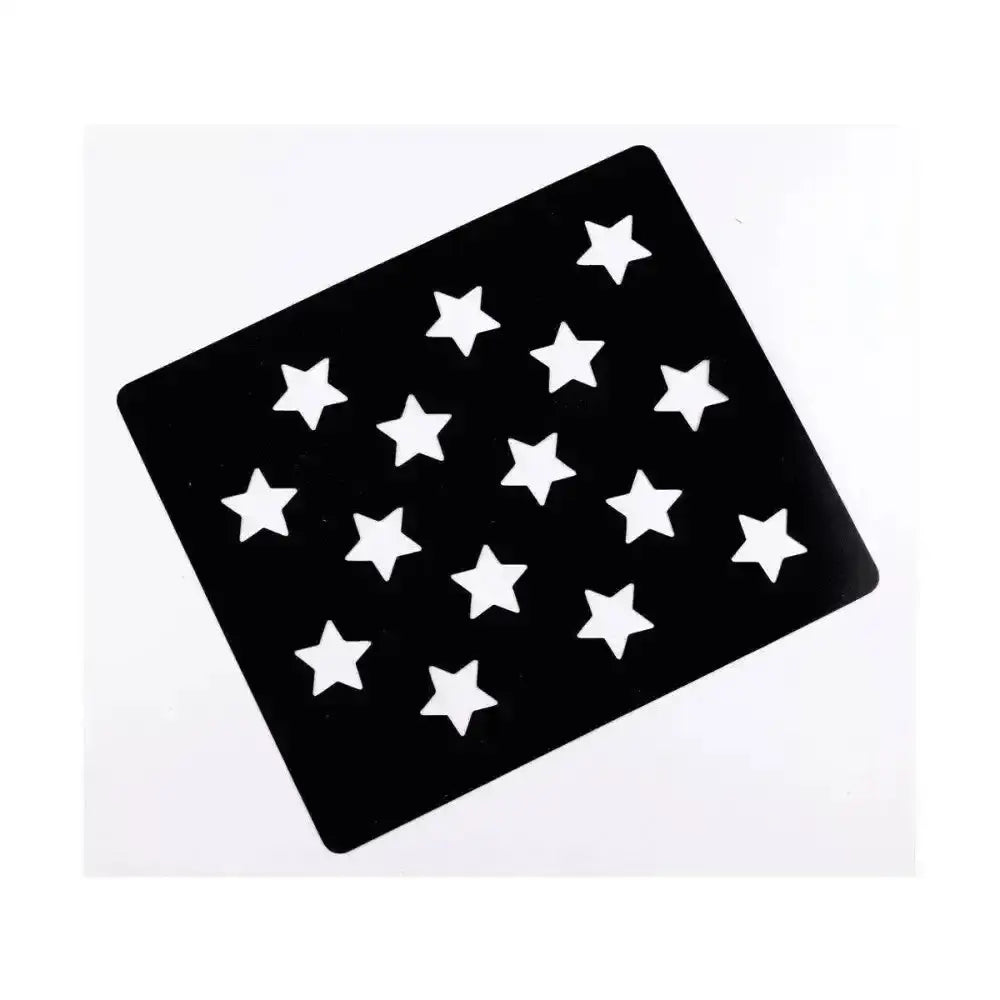 Black star-shaped lincoln quarter markers with white cut-out stars on matte surface for ring finish and horse grooming