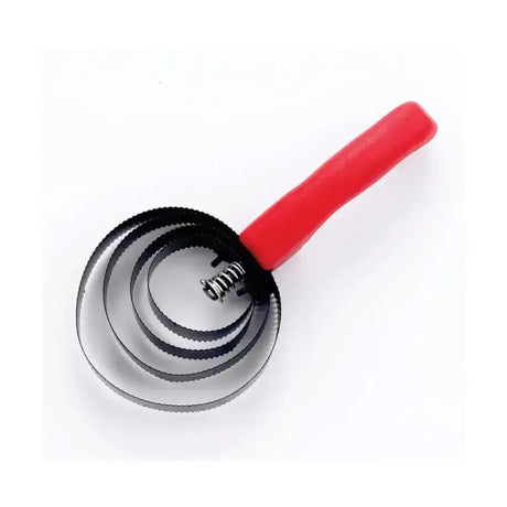 Red-handled lincoln reversible curry comb with black serrated blades for effective coat shedding and grooming