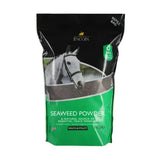 Black and green resealable bag of Lincoln seaweed powder with a white horse image for horse hoof supplements and micro nutrients