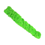 Bright neon green braided rope coiled tight as part of lincoln small mesh small mesh hay net made from small mesh polypropylene