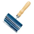 Blue metal lincoln small metal curry comb with light wooden handle for removing winter coat from pets