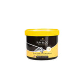 Black jar of lincoln sun bloc soothing sun block with yellow lid and aloe vera to safeguard delicate exposed areas