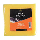 Yellow rectangular lincoln tack sponge in clear plastic with black and orange label for clean leather tack use