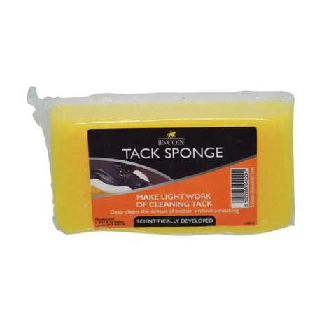 Yellow lincoln tack sponge rectangular cleaning sponge scientifically designed to clean leather tack without scratching