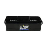 Black plastic lincoln tack trays with central handle and side slots ideal for horse tack boxes and purpose tack tray organization