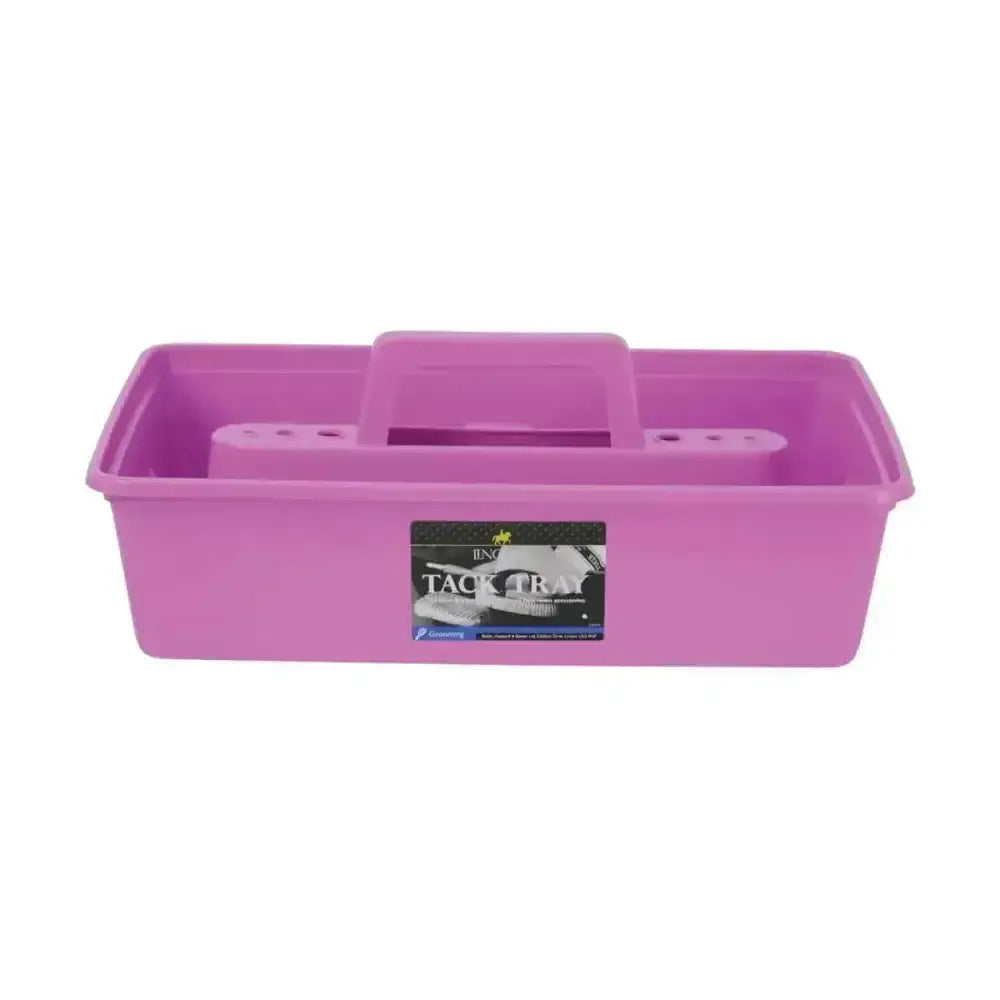 Pink plastic lincoln tack tray with handle and slots for organizing equestrian gear purpose tack tray horse tack boxes