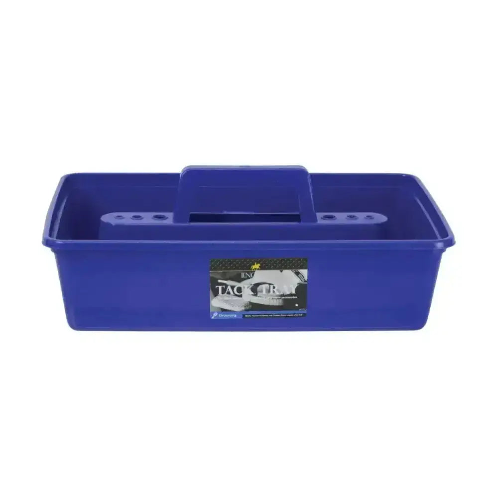 Blue plastic lincoln tack trays tool caddy with handle and compartments for organizing horse tack boxes
