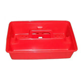 Red plastic lincoln tack trays toolbox with integrated handle and side slots for horse tack boxes and purpose tack trays