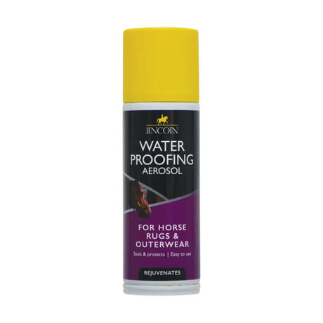 Yellow-capped lincoln water proofing aerosol can for purpose waterproofing horse rugs and outerwear