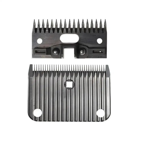Black and silver metal clipper blades with textured ribbed design from lister a2s ac surgical blade set with metal socket clips