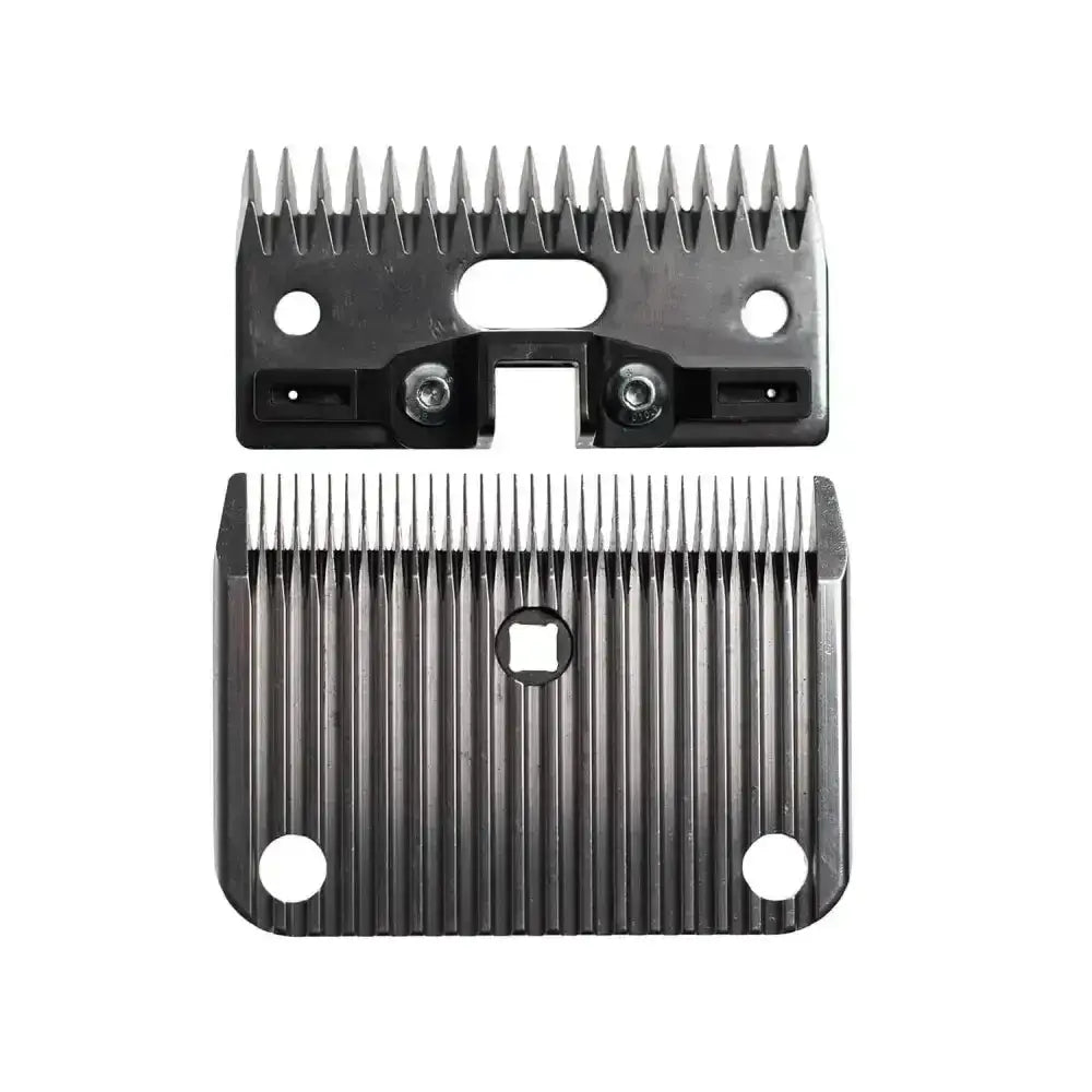 Black metal lister clipper blades medium blade leaves with fine teeth and mounting holes for general grooming