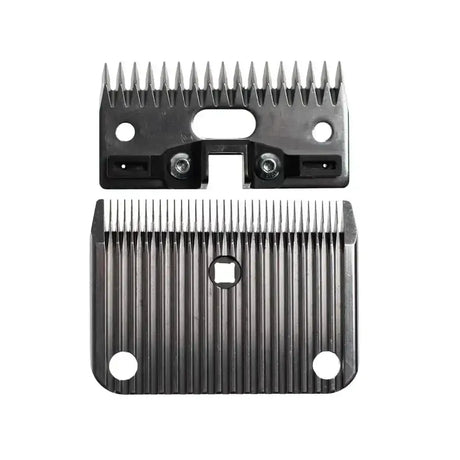 Black metal lister clipper blades medium blade leaves with fine teeth and mounting holes for general grooming