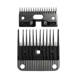 Black plastic lifter blades with metallic teeth and textured grip for easy handling in lister hog lifter blades