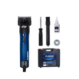 Blue and black electric lister fusion equine clipper kit featuring fusion branding for professional horse clippers use