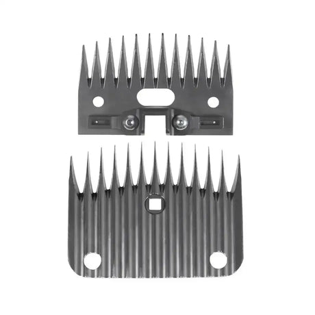 Black metal lister wizard cattle clipper comb attachments with evenly spaced teeth and mounting holes