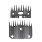 Black metal lister wizard wool blade set comb attachments with evenly spaced teeth and mounting holes for clipping