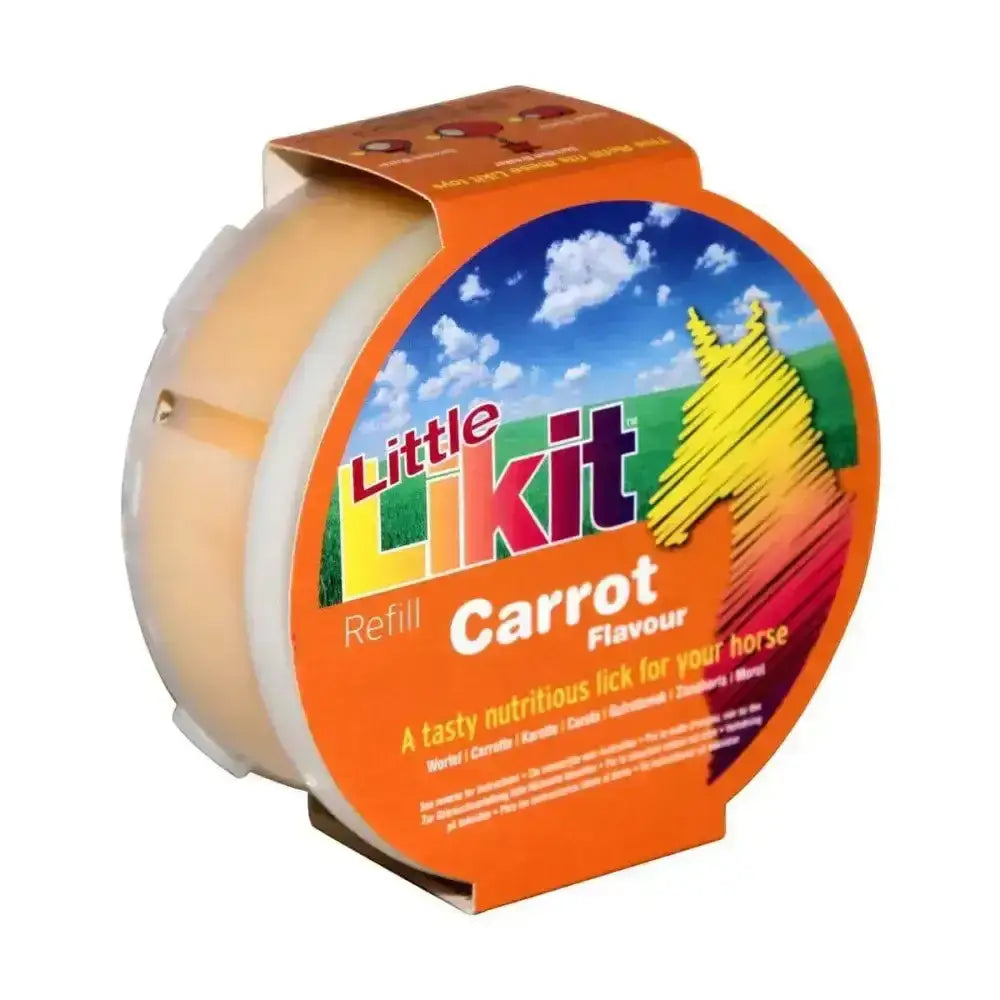 Little likit horse treats 250g carrot-flavored orange-packaged likit horse lick refill in clear plastic roll