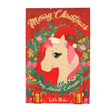 Red merry christmas rider pony advent calendar by little rider with cartoon pony in santa hat and festive wreaths