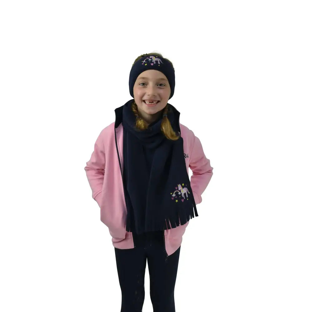 Little Unicorn Head Band and Scarf Set by Little Rider Navy One Size Rider Clothing Barnstaple Equestrian Supplies