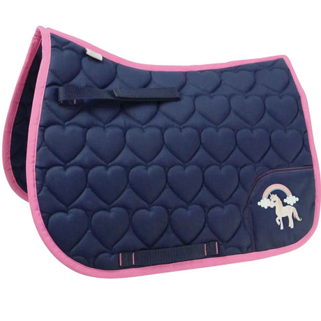 Little Unicorn Saddle Pad by Little Rider Navy/Pink Pony/Cob HY Equestrian Saddle Pads & Numnahs Barnstaple Equestrian Supplies