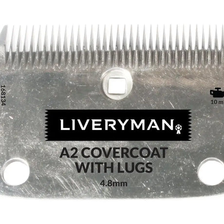 Silver metallic liveryman a2 covercoat clipper blade with 4.8mm width fine teeth and four mounting holes for clippers