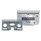 Silver metallic liveryman a22 clipper blade set with precise cutting teeth and engraved branding for sharp cuts