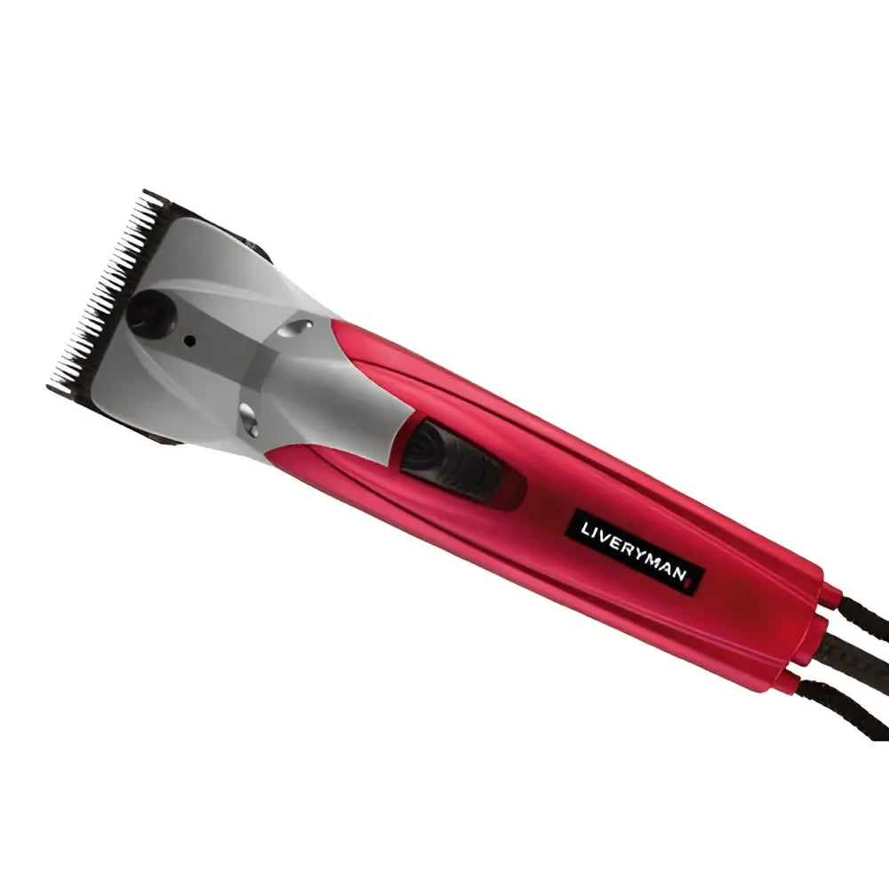 Red and silver liveryman black beauty mains clipper with brushless motor and black accents on handle