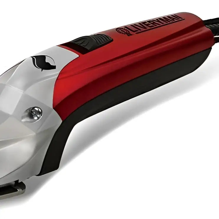 Red and silver liveryman black beauty mains power electric clipper with brushless motor and black accents ergonomic design
