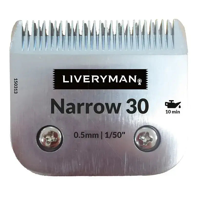 Silver metallic liveryman clipper blade narrow 30 with fine teeth and brushed finish for precise cutting heights