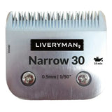 Silver metallic liveryman clipper blade narrow 30 with fine teeth and brushed finish for precise cutting heights