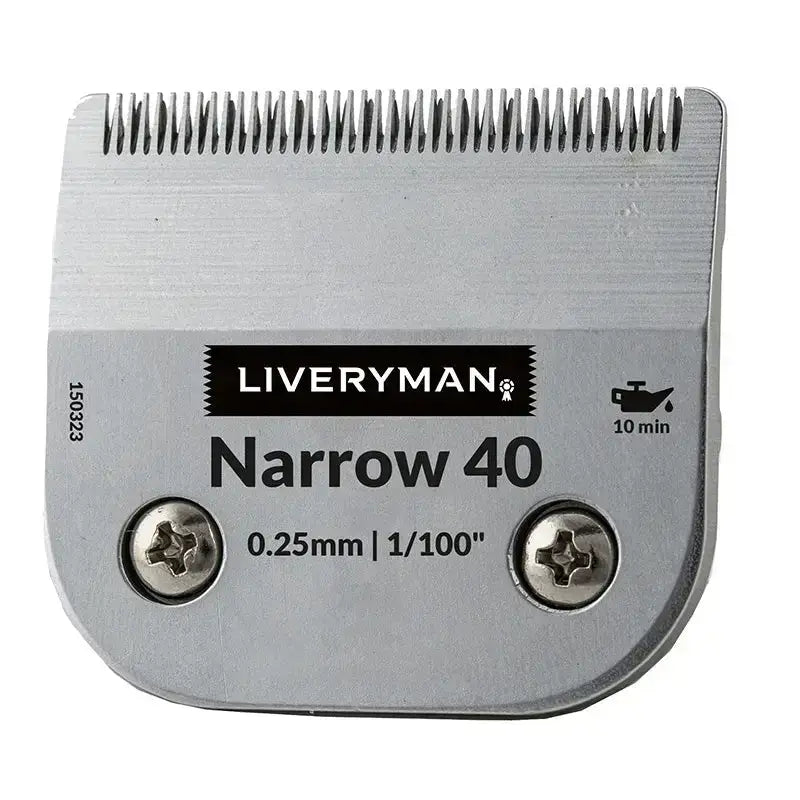 Silver metallic liveryman clipper blades narrow 40 with 025mm cutting height for precise detailed grooming