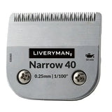 Silver metallic liveryman clipper blades narrow 40 with 025mm cutting height for precise detailed grooming