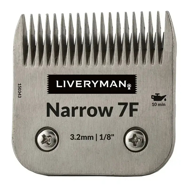 Silver metallic liveryman clipper blade narrow 7f comb with brushed finish and precise teeth for trimming cutting heights