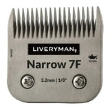 Silver metallic liveryman clipper blade narrow 7f comb with brushed finish and precise teeth for trimming cutting heights