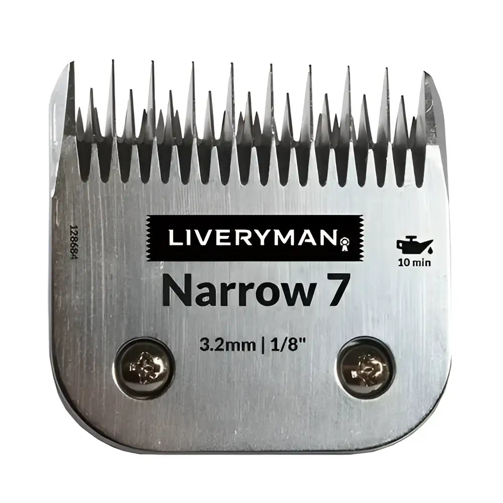Silver metallic liveryman clipper blades snap on a5 narrow with fine teeth and brushed finish for precise cutting heights