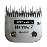 Silver metallic liveryman clipper blades snap on a5 narrow with fine teeth and brushed finish for precise cutting heights