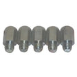 Five silver-toned metal liveryman domed studs hexagonal cap screws for horse tack accessories with rounded ends